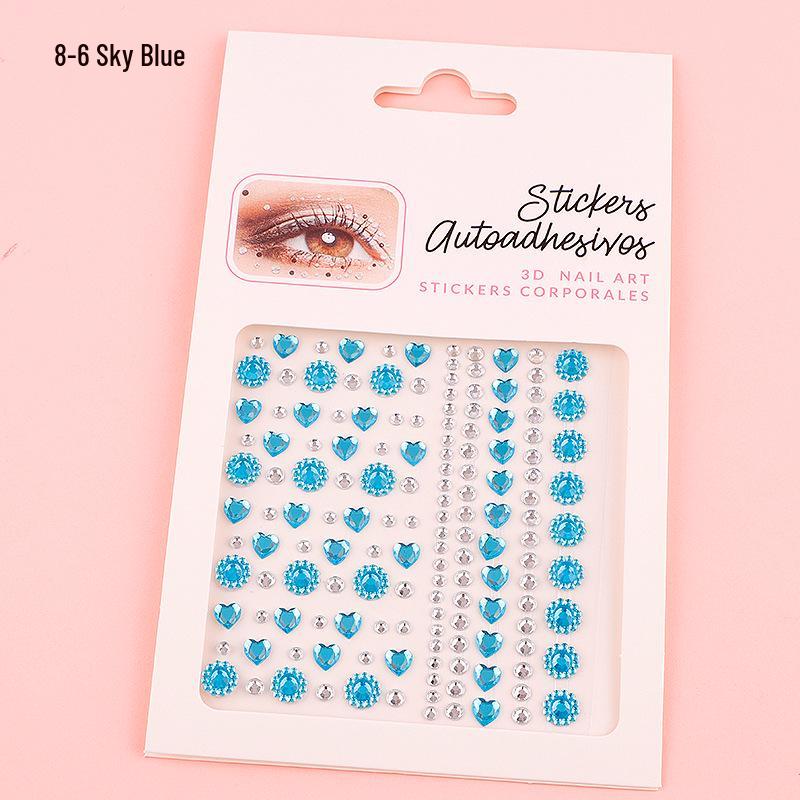 DIY Cross-Border Face, Eye, Brow, and Nail Decor Stickers with Pearls and Diamonds