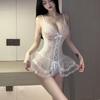 Women Angel Dress Cosplay Costume Lace Perspective Hollow Out Bodysuit Sexy Lingerie Porn Erotic Role Play Maid Outfit Underwear