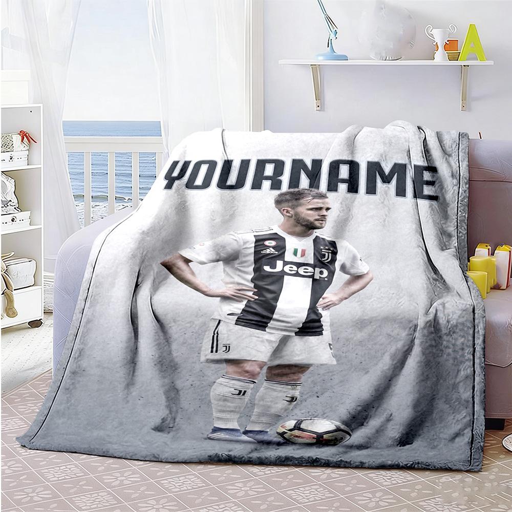 Juventus Customize Text Blanket Multi-purpose Personalized Blanket Warmthful Decor Great for Sofa Nap Office Chair Bed Four Seasons Multipurpose