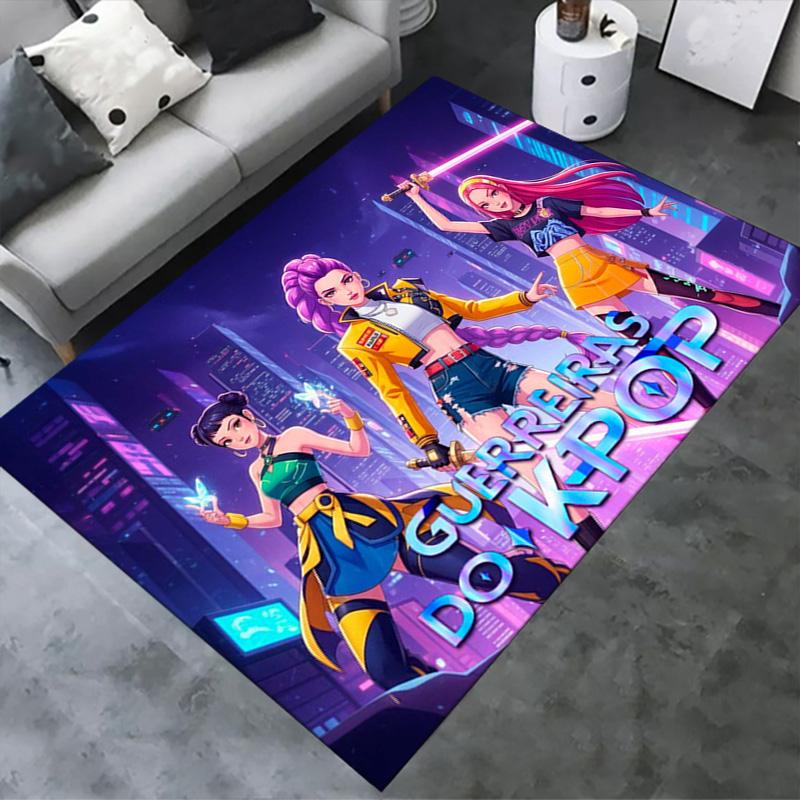 Demon Hunters Kpop Tapijt Vloerkleed voor Woonkamer Slaapkamer Huis Sofa Decoratie, Kinderen spelen Antislip Vloermat