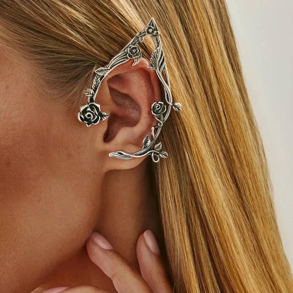 IngeSight.Z 1 Paio Clip per Orecchio Goth Fata Elfo Clip Cartilagine Orecchino Donna Vintage HipHop Punk Orecchino Piercing Gioielli Accessori