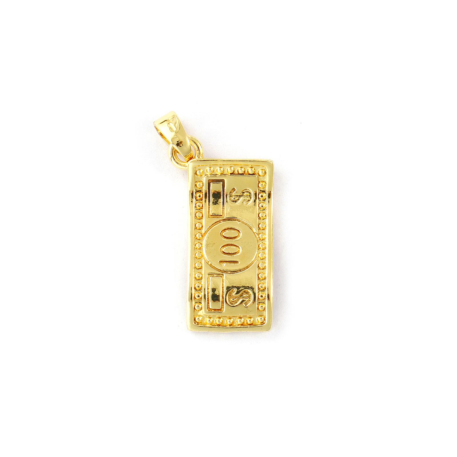 

2 PCs Brass Charms Pendants 18K Gold Plated Dollar For DIY Necklace Jewelry Making Craft