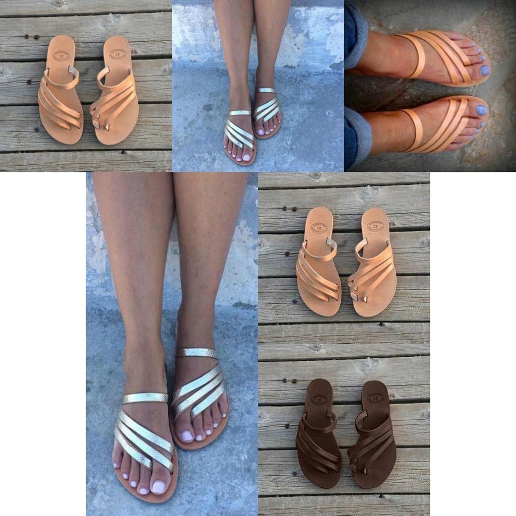 Fashion Women Slide Flat Slippers Flip Flops Casual Greek Leather Sandals Summer Premium Quality