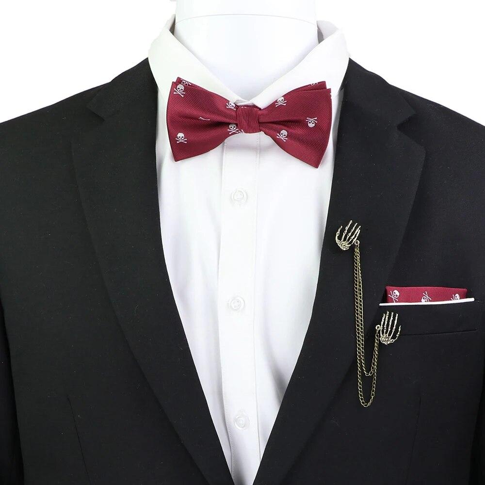 Набір краваток-метеликів, візерунок із зображенням черепа-дракона, чоловіки, платок із метеликами, брошка з китицями, весілля, вечірка на Хелловін,