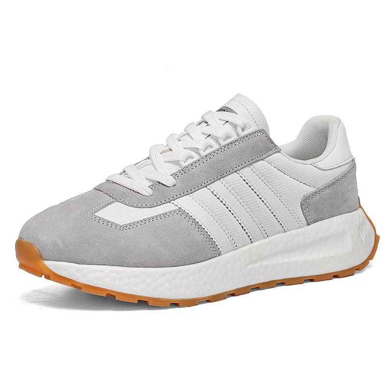 New three-bar fashion shoes Student sports running shoes all leather casual shoes Fashion trend couple sports shoes