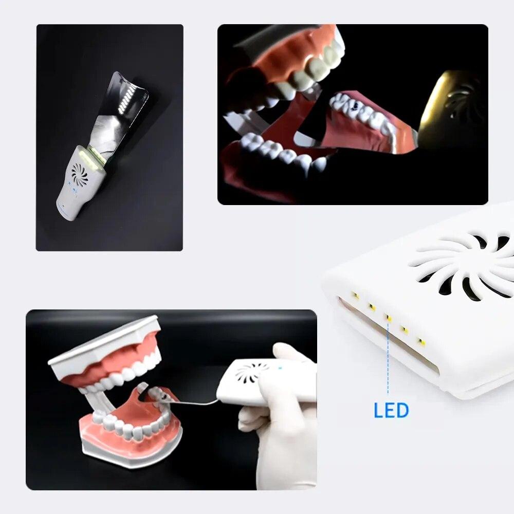 Specchi dentali antiappannamento Fotografia intraorale senza nebbia Specchio in acciaio inossidabile con riflettori ortodontici a luce LED Odontologia