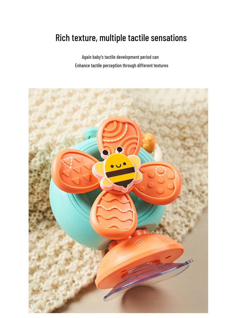Children's Teething Rattle: Pinwheel Spinner with Suction for High Chair, Ages 0-3