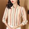 Damen Langarm Retro Gestreiftes Seidenhemd - Sommerdesign