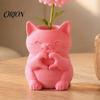 Unique Home Aesthetic Accents 3D Printed Cat Vase, Cute Smiling with Heart?Hand Gesture Flower Holder, Whimsical Studio Display Props Animal Shaped
