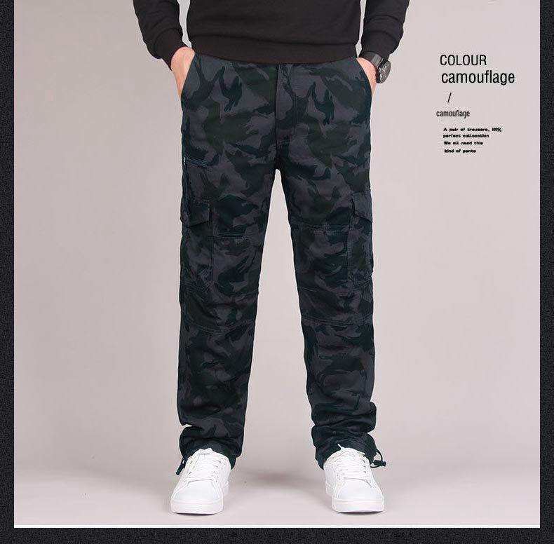 Men's Multi-pocket Cotton Cargo Pants: Spring/Autumn Loose Fit