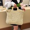 Elegant Female Square Shopper Totes Summer High-quality Straw Bag Women's Designer Large Capacity Handbag Woven Travel Beach Bag