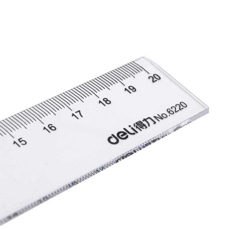 Deli 20cm Plastic Ruler - Straight, Durable Tool for Students, Drafting, and Drawing