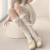 Spitzenbesatz Schleife Mädchenhafte Kniehohe Socken Japanischer Stil Lochmuster Ballett-Inspirierte Waden Stulpen Socken Doppeltrage-Design