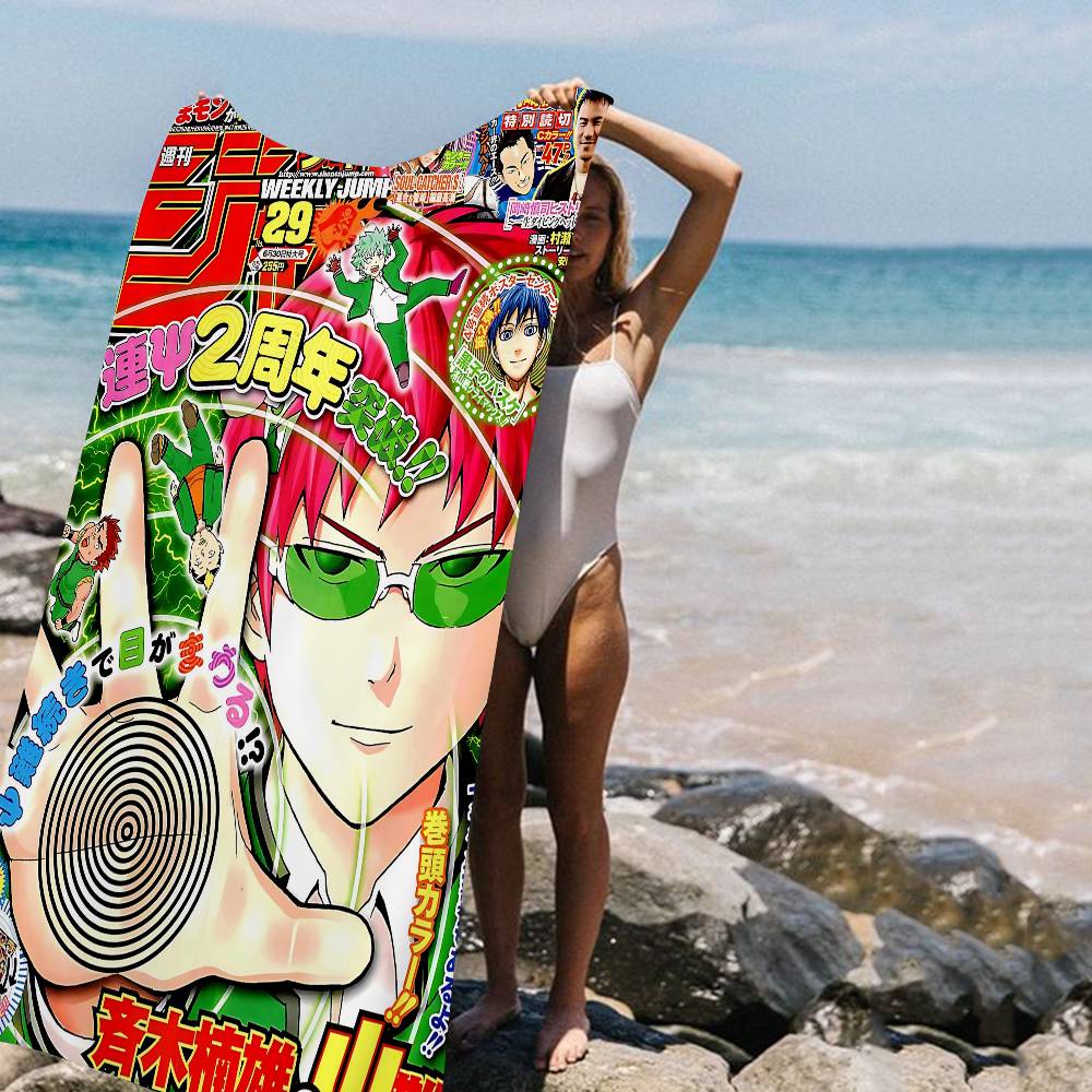 

The Disastrous Life Of Saiki K Beach Towel Colorful Bath Towels For Girl Microfiber Quick Dry Beach Yoga Spa Gym Pool W30*H60(CM)