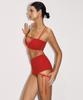 VINAJ One-Sided Ribbon High Bikini Panties (Red)