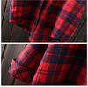 Women's Plaid Long Sleeve Coat - Korean Style, Loose, Black & White, Mid-length, Plus Size, Cotton-Linen
