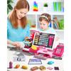 Cash Recorder Toys, Cash Register Toy for Kids, Tote Kinder Rollenspiel Supermarkt Spielzeug Set, with Audio, Scanner, Shopping Basket, Real