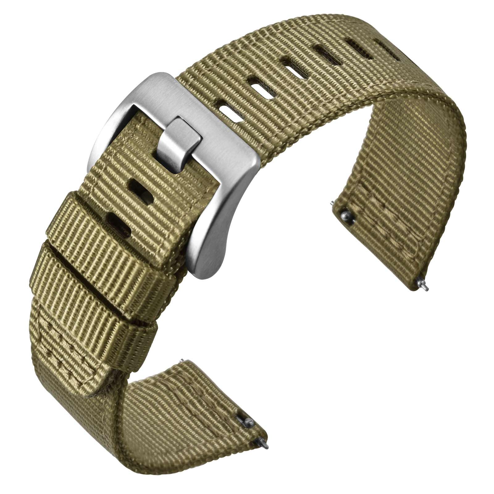 

[ANNEFIT] Nylon Watch Band, Military Watch Replacement Band, Fabric 2 Line Nylon Strap, Quick Release, 22 mm, Nylon 22 mm