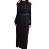 Fashion trend knitted vest dress two-piece set autumn and winter new temperament elegant wind sweater suit women