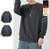 Men's Trendy Loose-Fit Printed Velvet Hoodie - Long-Sleeved, Round Neck, Autumn/Winter Casual Base Layer