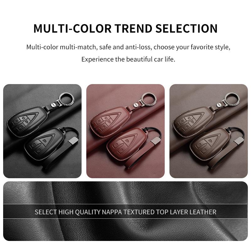 3/4/5 Buttons Genuine Leather Auto Smart Key Fob Cover Case Fit For Changan Unit Unik Cs35Plus Cs55 Plus Cs75 Plus Oshan X7 X5 Protector Bag