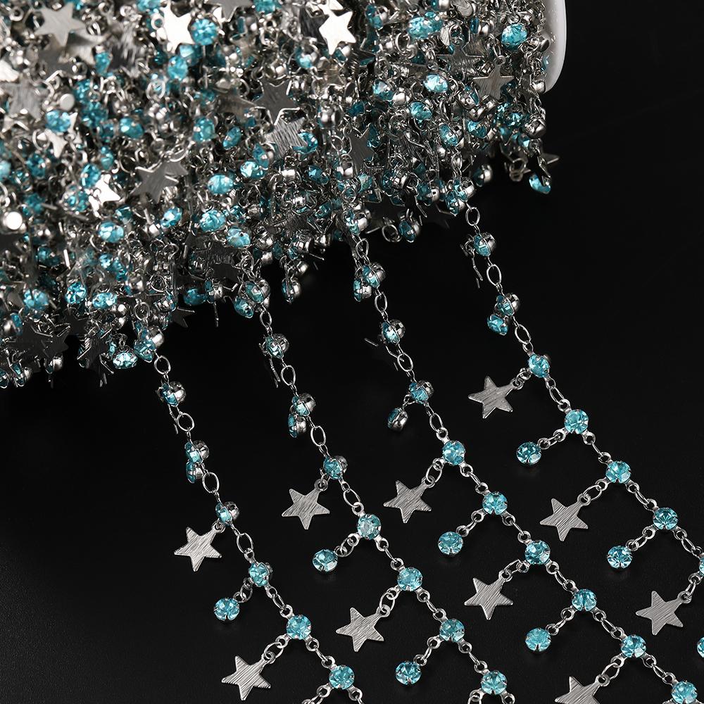 1Meter Star Chains Micro Inlay Crystal Stars Copper Chains for Handmade Bracelet Necklace Supplies DIY Jewelry Making Components