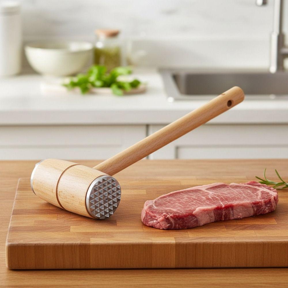 Metal Head Double Sided Meat Tenderizer Hammer Non-slip Handle Meat Hammer Meat Tender Steak