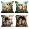 1 Pc Owl Pattern Pillowcase Throw Pillow Cushion Cover Seat Car Home Decor Sofa Bed Halloween Decorative Pillowcase 45X45Cm