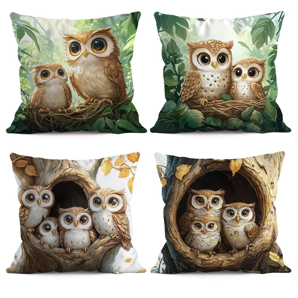 1 Pc Owl Pattern Pillowcase Throw Pillow Cushion Cover Seat Car Home Decor Sofa Bed Halloween Decorative Pillowcase 45X45Cm