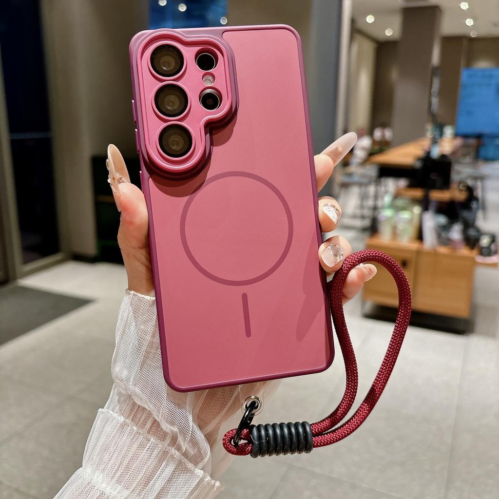 Applicable to Samsung S26Ultra mobile phone case two-color skin-sensitive magnetic belt lanyard S25 anti-drop matte A57 protective cover