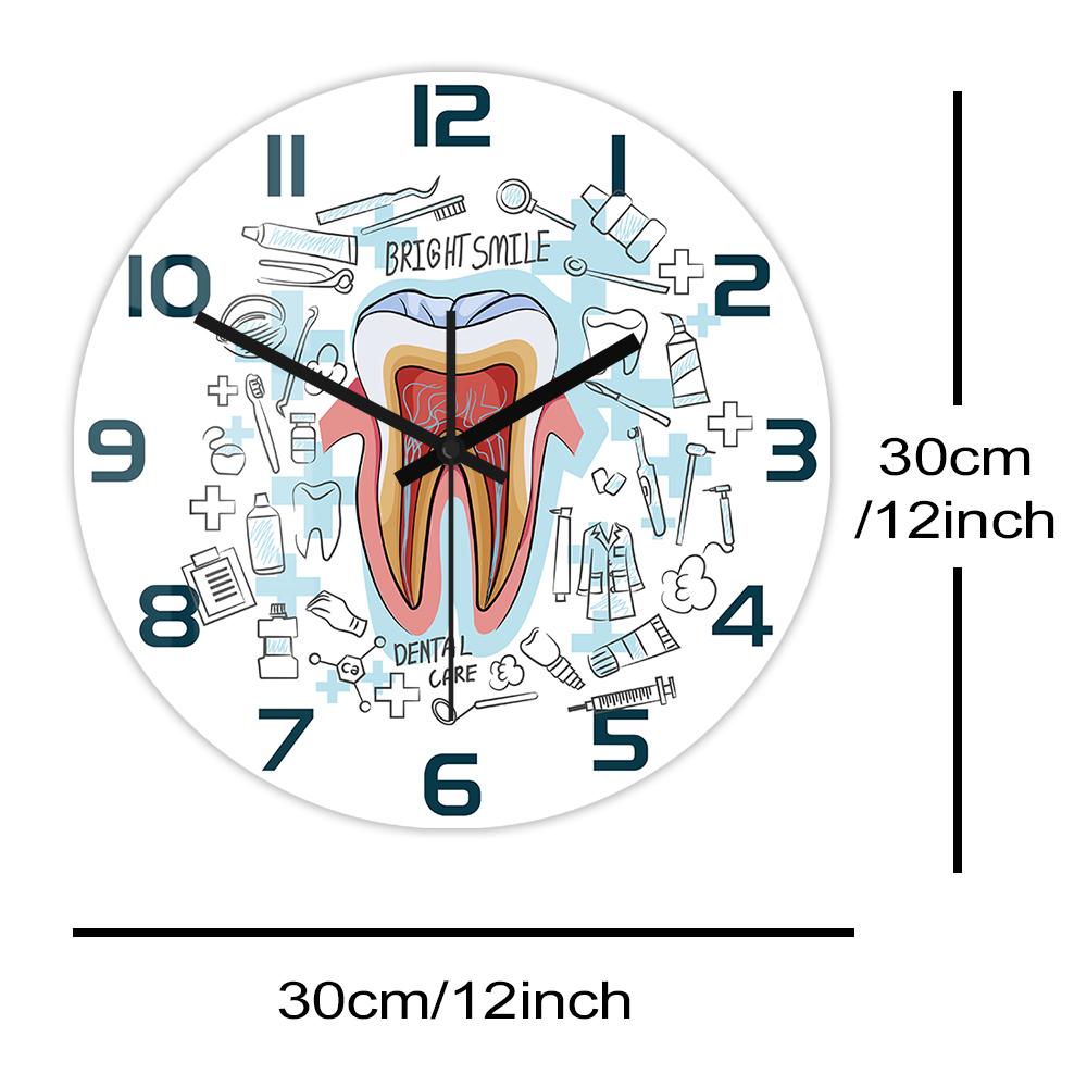 

Dental Care Acrylic Wall Clock Bright Smile Dentistry Tooth Doctor s Office Dental Clinic Modern Decorative Silent Wall Watch