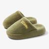 Fashion Thick Bottom Faux Fur Slippers Women New Indoor Plush Winter Couple Slides Woman Closed Toe Warm Non-Slip Cotton Padded Shoes