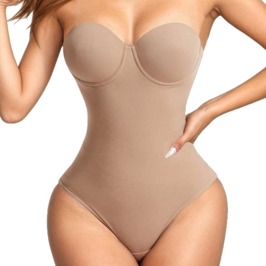 Bezešvý body shapewear pro plnoštíhlé s kosticovou podprsenkou, kontrola bříška a zúžení pasu pro společenské šaty, celotělový body shapewear pro ženy