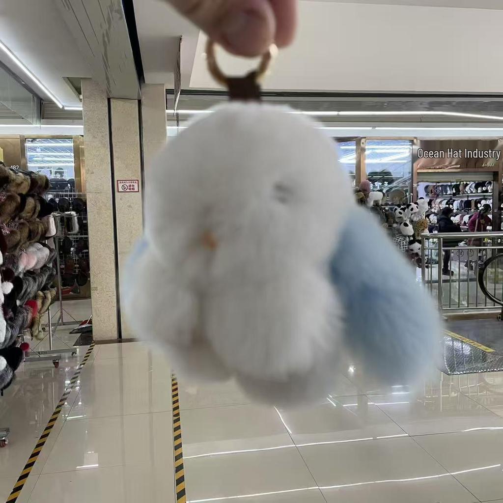 Adorable Rex Rabbit Fur Keychain Pendant - Cute Plush Bunny Charm for Bags and Gifts