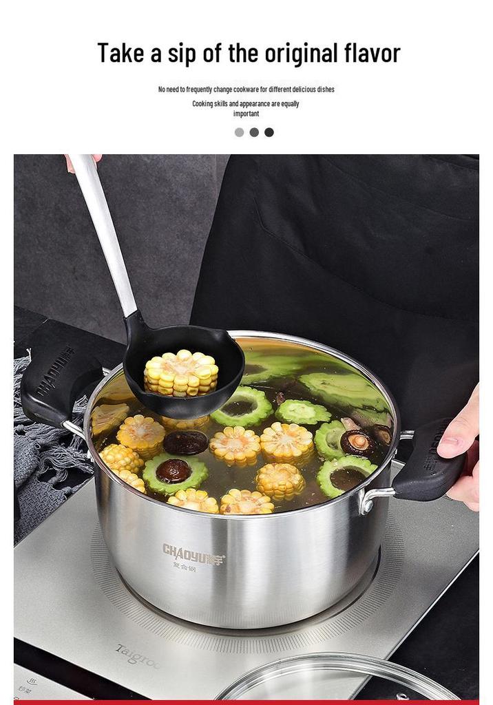 Stainless Steel Anti-Scald Soup Pot with Double Ears for Gas & Induction Cookers