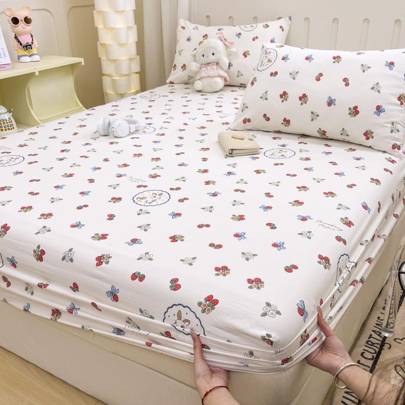 1pc Washed Cotton Bed Sheets with Elastic Single/Queen/King Cartoon Style Fitted Bed Sheet sabanas matrimoniales Sheets for Bed