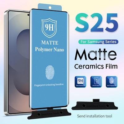 Pellicola protettiva per schermo in vetro temperato ceramico curvo morbido e 9H Full Glue per Samsung Galaxy S25 S24 S21 S23 S22 Plus Note 20 Ultra Matte Frosted