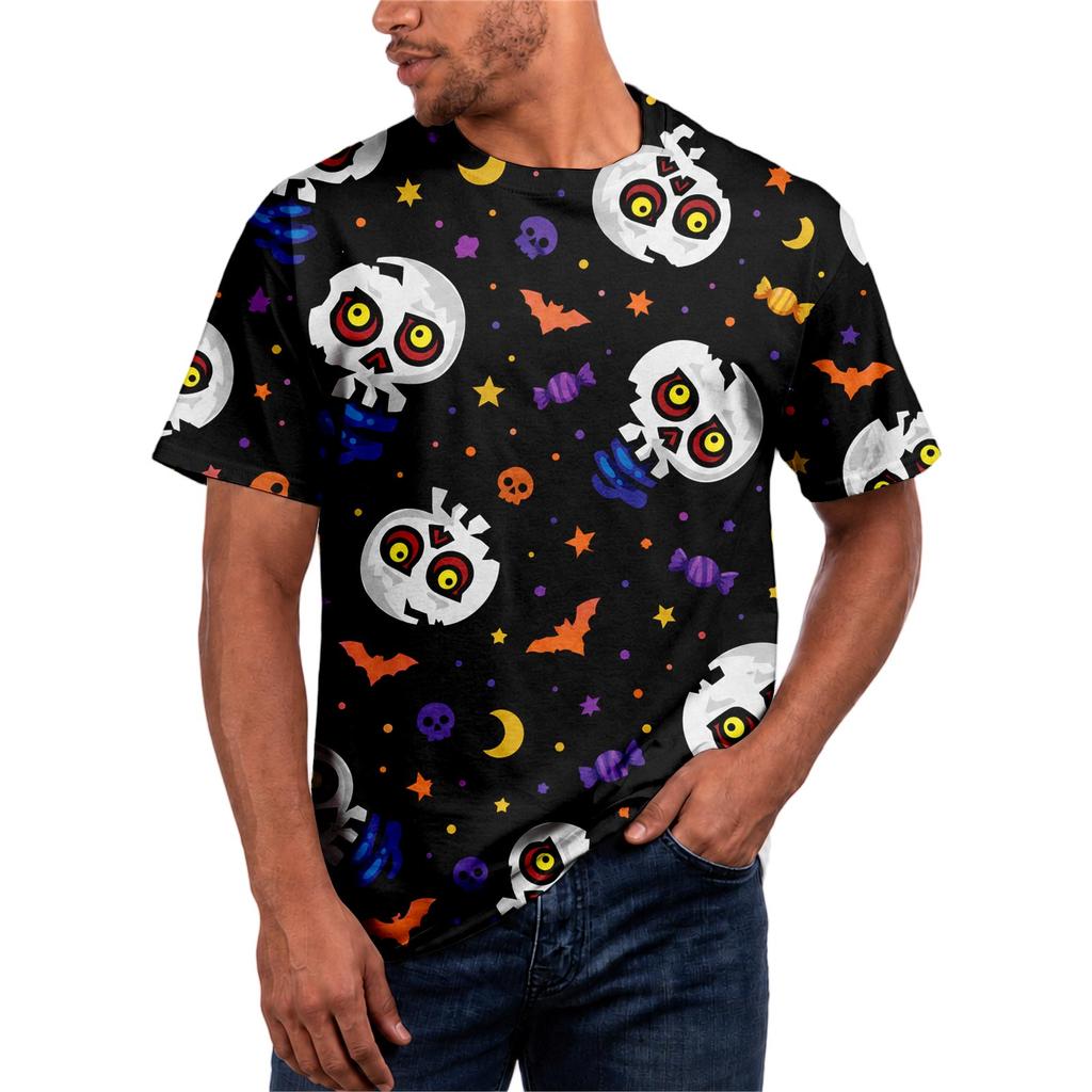 Halloween All Over Print T Shirt , Cute Pumpkin Graphic Tee for Women Men