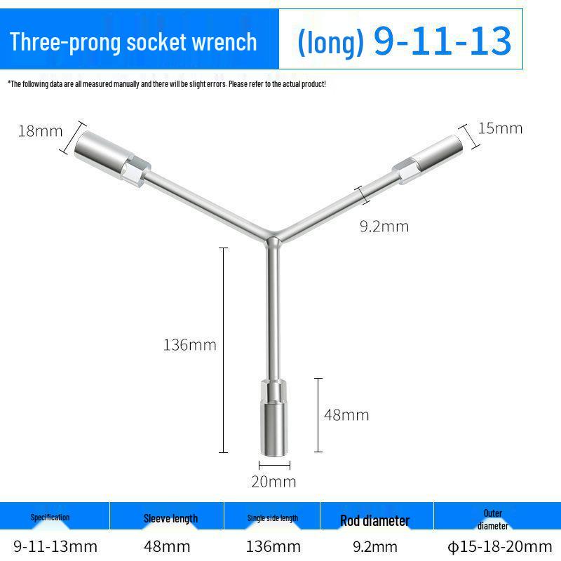 Dreifach erweiterbarer Multifunktions-Y-Steckschlüsselschlüssel für Motorrad- & Autoreparatur