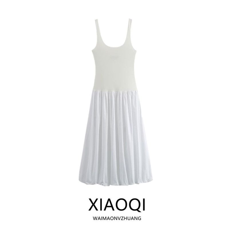 Fashion Style 2024 Summer New Arrival Women's Clothing Contrast Color Balloon Sling Midi Skirt Dress 4661327 250