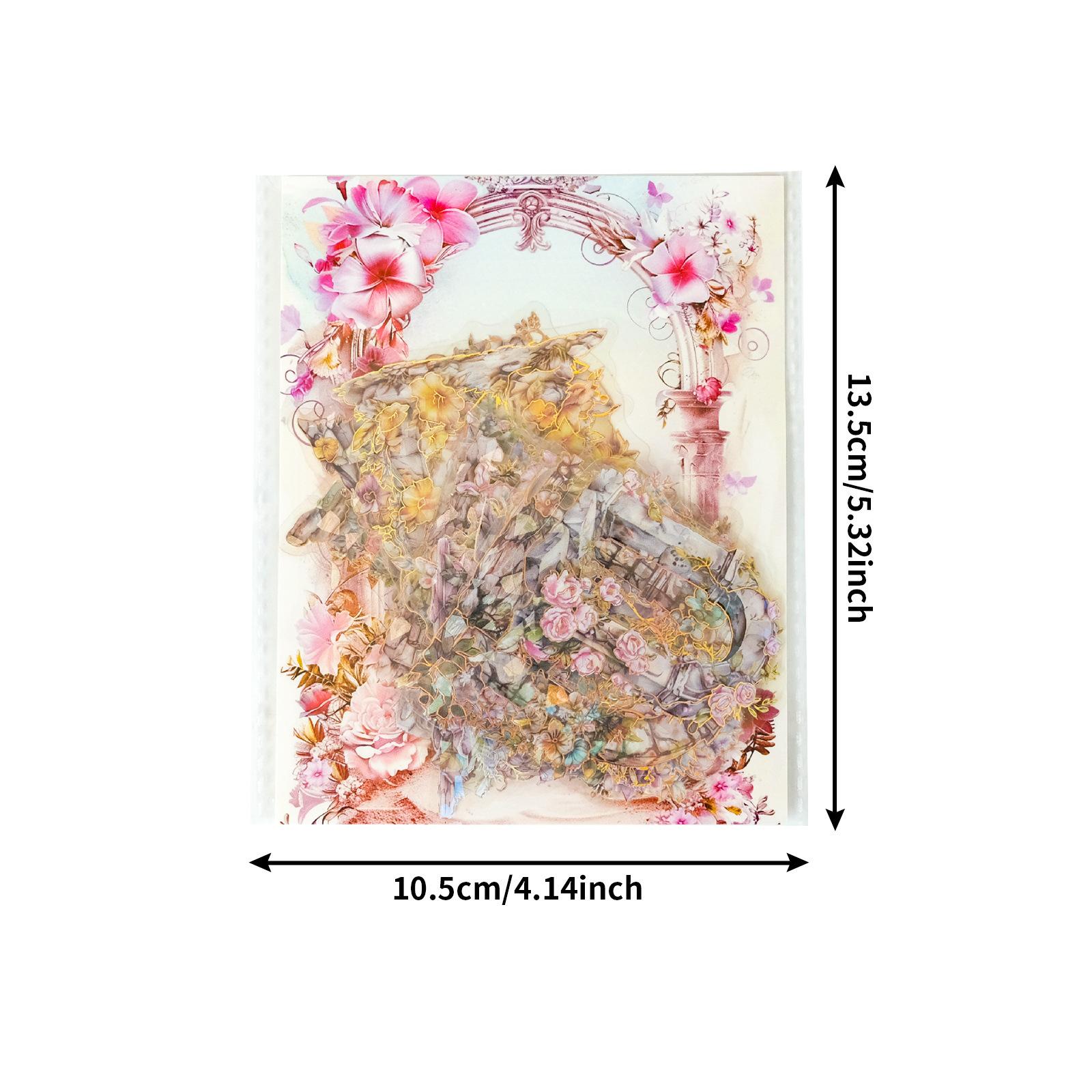 

30 New Flower Glass Riddle Series Pet Sticker Floral Door Frame Design Laser Gold Stamping Decorative Skateboard Quality