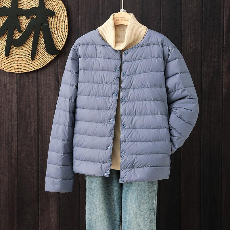 Light down jacket women's liner short round neck inner and outer wear thin women's clothing portable collarless jacket