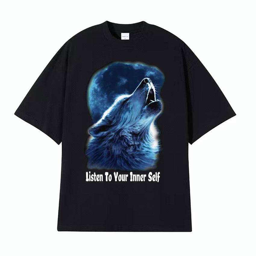 If They Talk Behind Yo Back Fart Wolf Literally Me Funny Meme Emo Tshirt Mens Clothing Harajuku Retro Oversized Cotton T Shirt