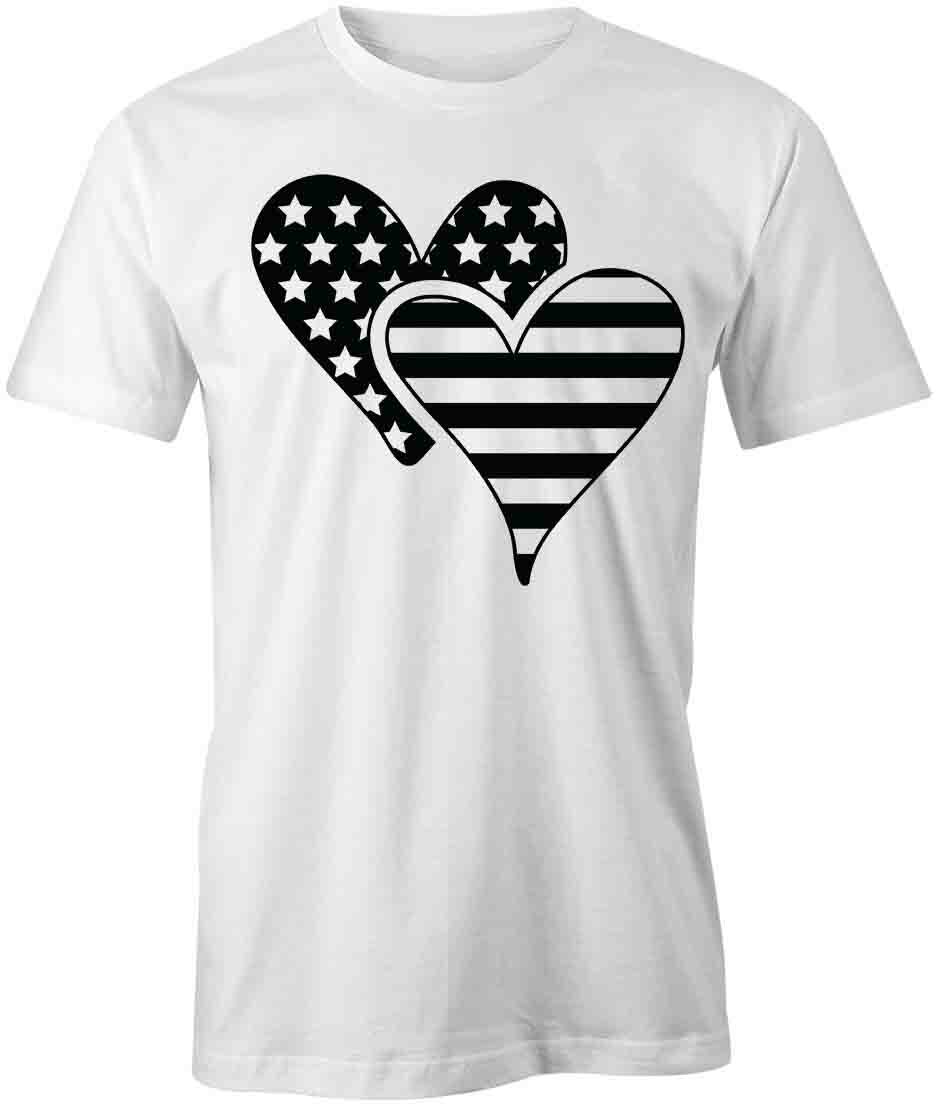 AMERICAN FLAG HEART TShirt Tee Short-Sleeved Cotton USA CLOTHING S1WSA269 L