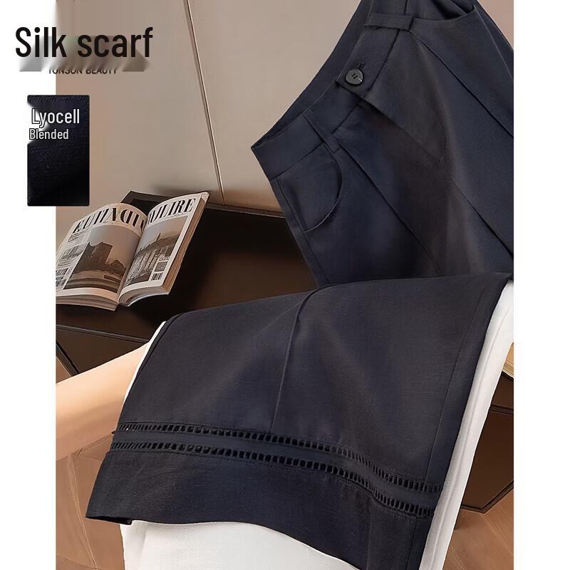 Women s High-Waist Linen Blend Wide-Leg Ankle Pants L