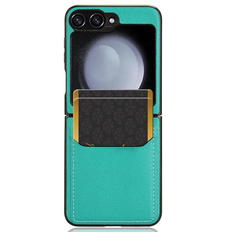 For Samsung Galaxy Z Flip7 FE 5G/Z Flip6 5G Case Litchi Texture Leather Coated PC Phone Cover Card Slot
