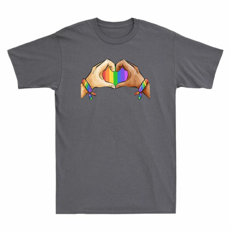 Lgbt Tshirt Tee Pride Heart Rainbow Gift Gay Unity Flag Funny Cotton Unisex Black