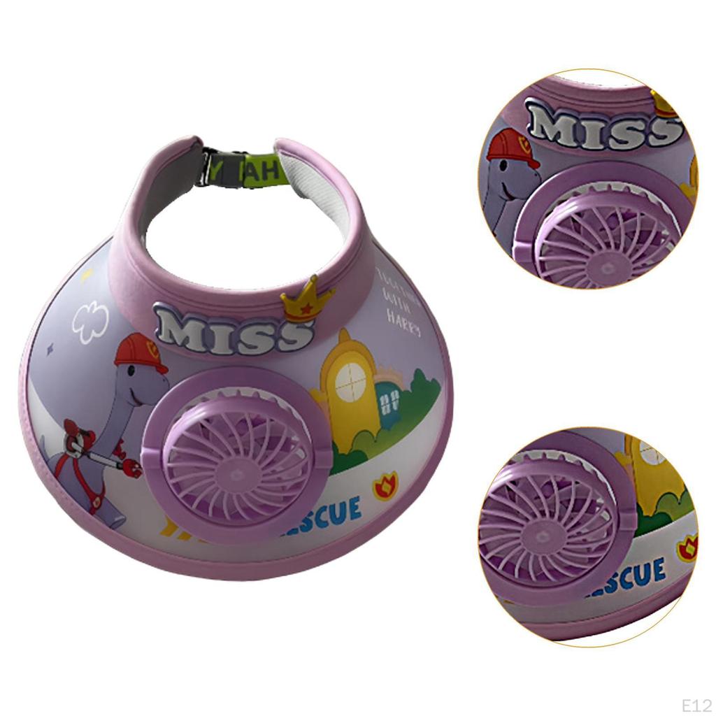 Cooling Fan Hat 3 Speeds Sun Visor for Children Beach Girls Traveling Kids