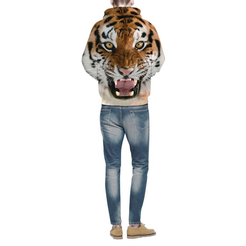 Halloween 3D Printed Tiger Hoodie Animal Cool Long Sleeve Hooded Pullover