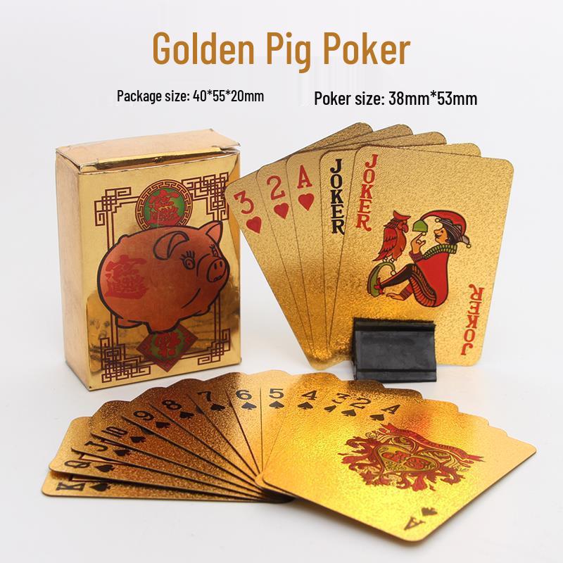 Goldene Mini Tyrant Wasserdichte PVC Spielkarten - Taschenpoker in Handflächengröße 3x5cm